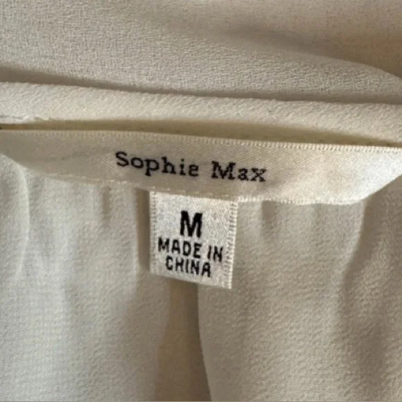 Women’s MediumSophie Max Cream Blouse with Embellished Neckline and Long Sleeves - Picture 5 of 7